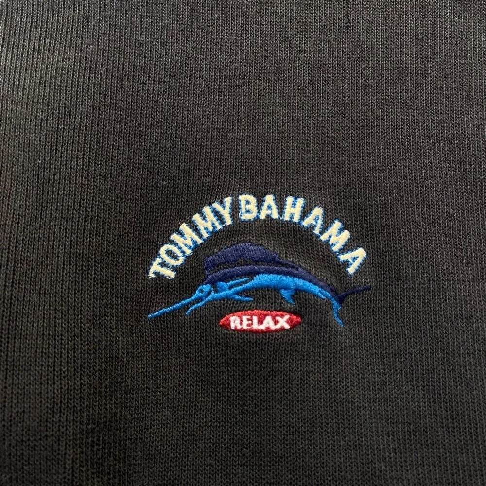 Tommy Bahama Men’s Sweater Black Cotton Long Sleeve Quarter Zip‎ Size XL
